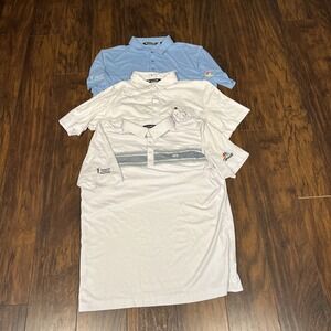 Qty 3 Travis Mathew Polo Shirt Men's L Golf American Century Championship Patch